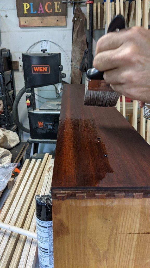 APPLYING-FINISH-TO-DRAWERP-Medium-rotated-576x1024 CEDAR CHEST Repair and Refinish