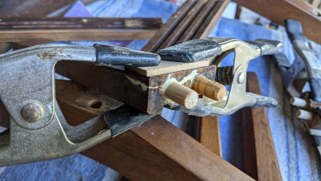 CRACKED-RAIL-AND-NEW-DOWELS-1024x576 REPAIRING & REUPHOLSTERING A DINING ROOM CHAIR