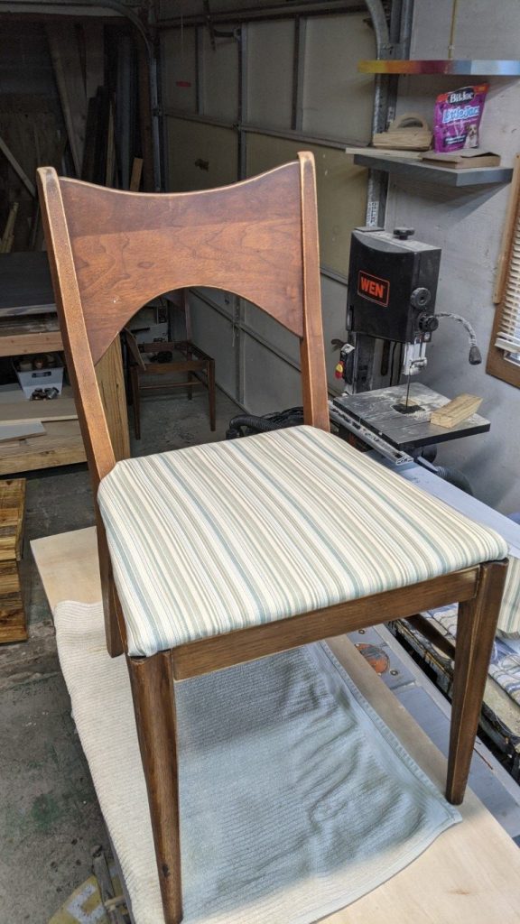 FIRST-CHAIR-FINISHED-576x1024 REPAIRING & REUPHOLSTERING A DINING ROOM CHAIR