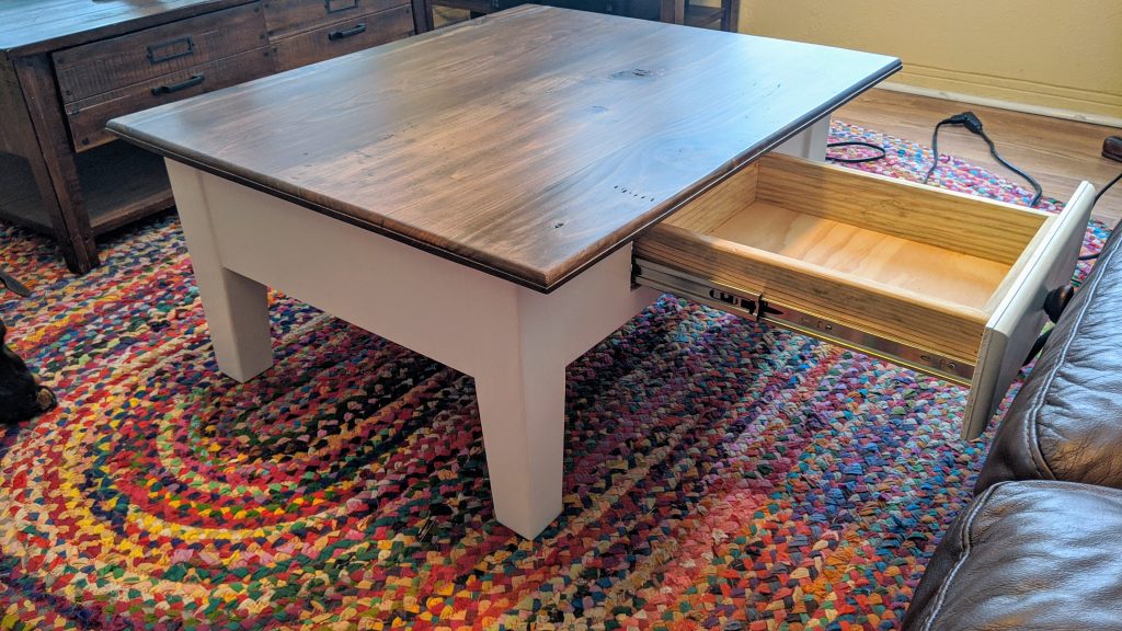 FINISHED-TABLE-DRAWER-OPEN-1024x576 CUSTOM COFFEE TABLE