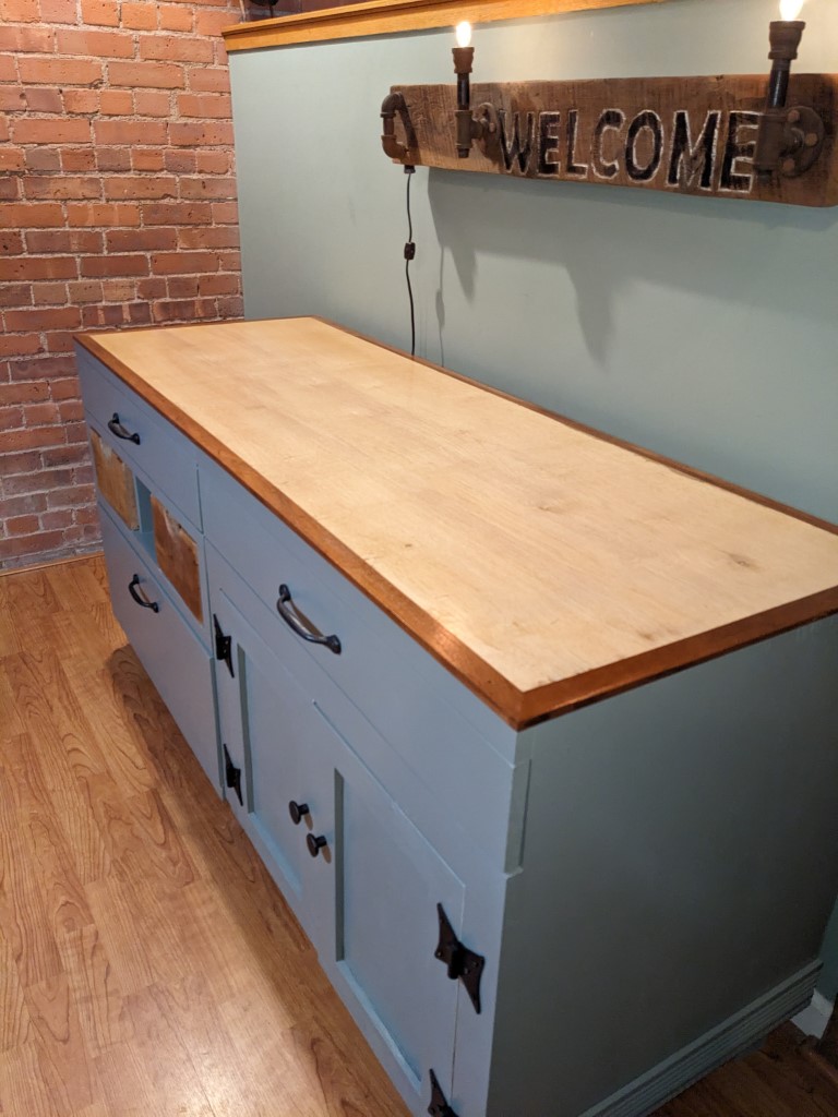 STORAGE-FINISHED-TOP-CORNER-VIEW Rustic Dining Room Hutch